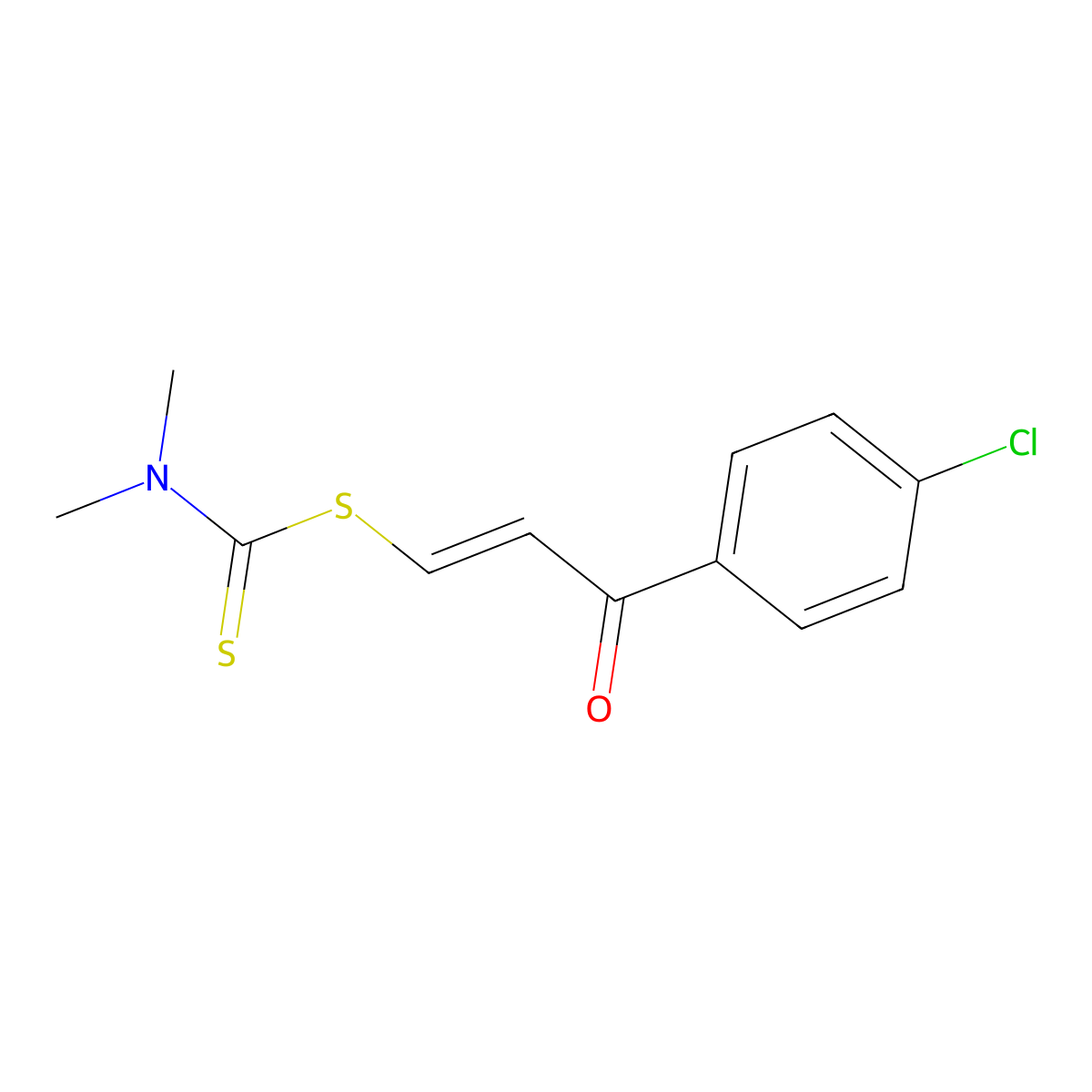 Carbamodithioic acid, dimethyl-, 3-(4-chlorophenyl)-3-oxo-1-propenyl ester molecular structure, CAS 370074-37-6