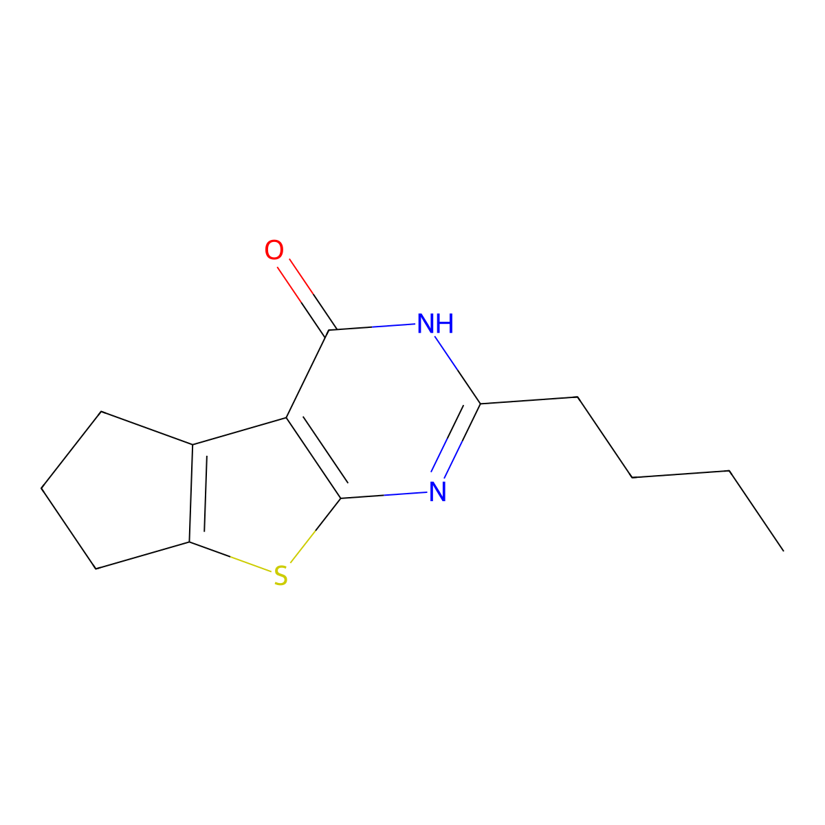 2-butyl-6,7-dihydro-5H-cyclopenta[4,5]thieno[2,3-d]pyrimidin-4-ol molecular structure, CAS 370074-90-1