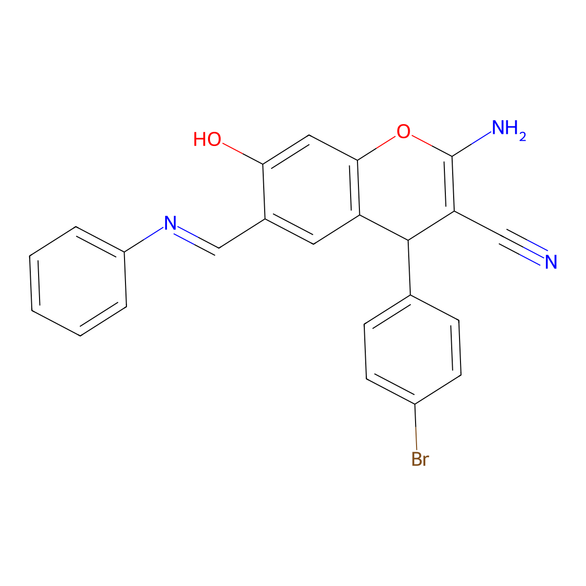 2-amino-4-(4-bromophenyl)-7-hydroxy-6-[(E)-(phenylimino)methyl]-4H-chromene-3-carbonitrile molecular structure, CAS 370075-07-3