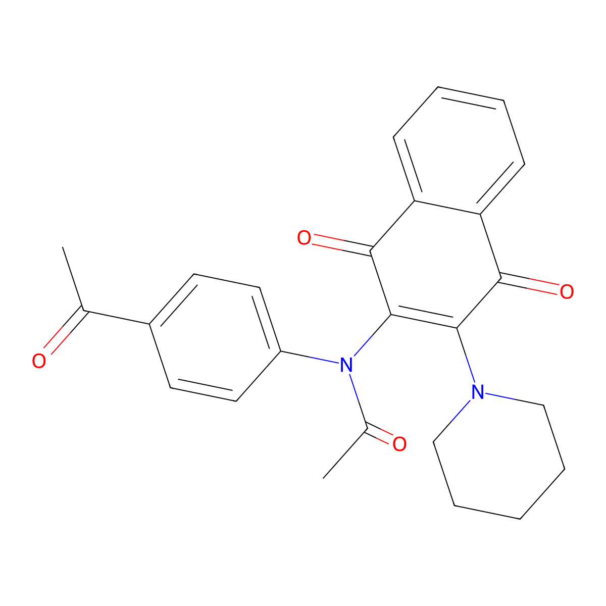 N-(4-acetylphenyl)-N-(1,4-dioxo-3-piperidin-1-ylnaphthalen-2-yl)acetamide molecular structure, CAS 370075-50-6