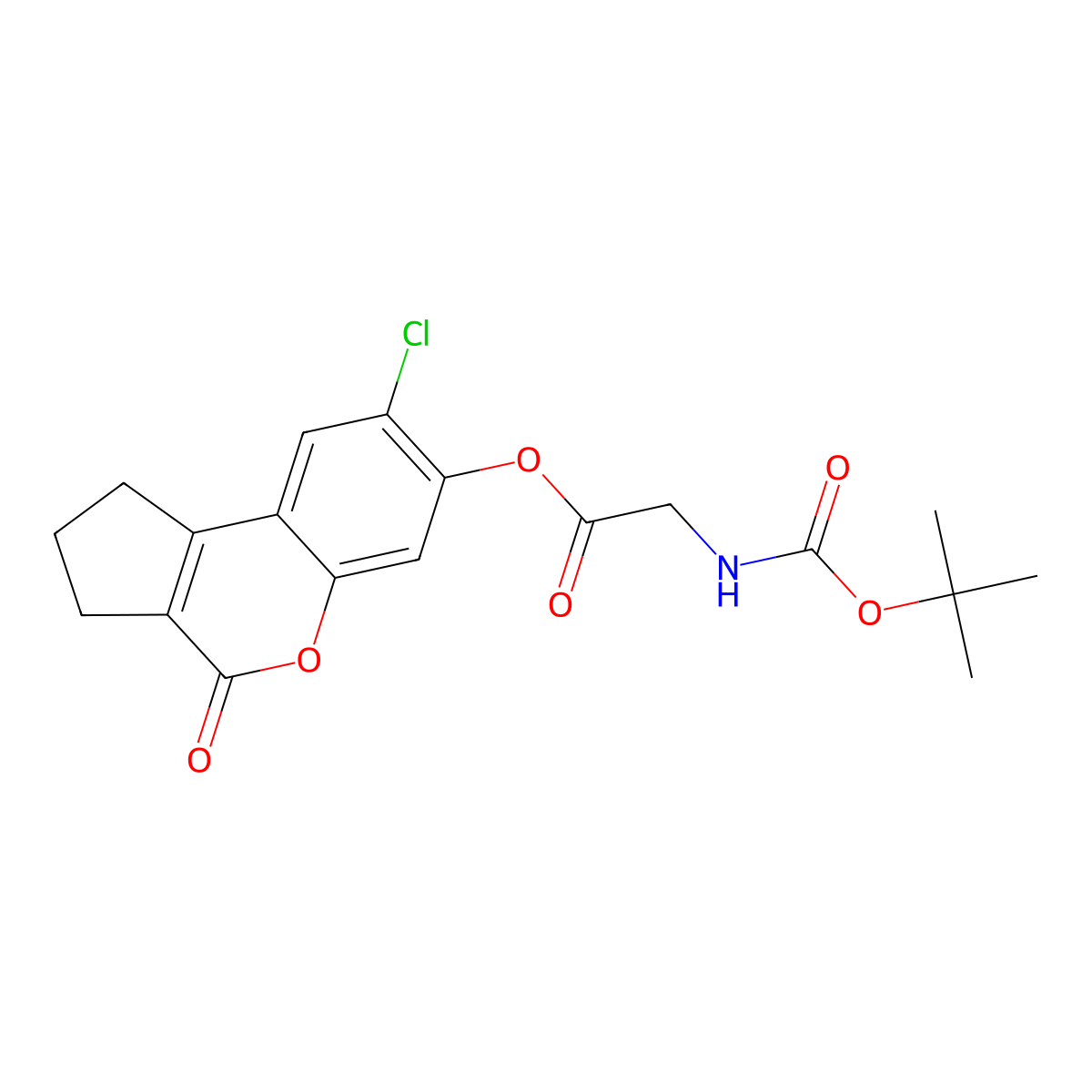 8-Chloro-4-oxo-1,2,3,4-tetrahydrocyclopenta[c]chromen-7-yl [(tert-butoxycarbonyl)amino]acetate molecular structure, CAS 370075-84-6