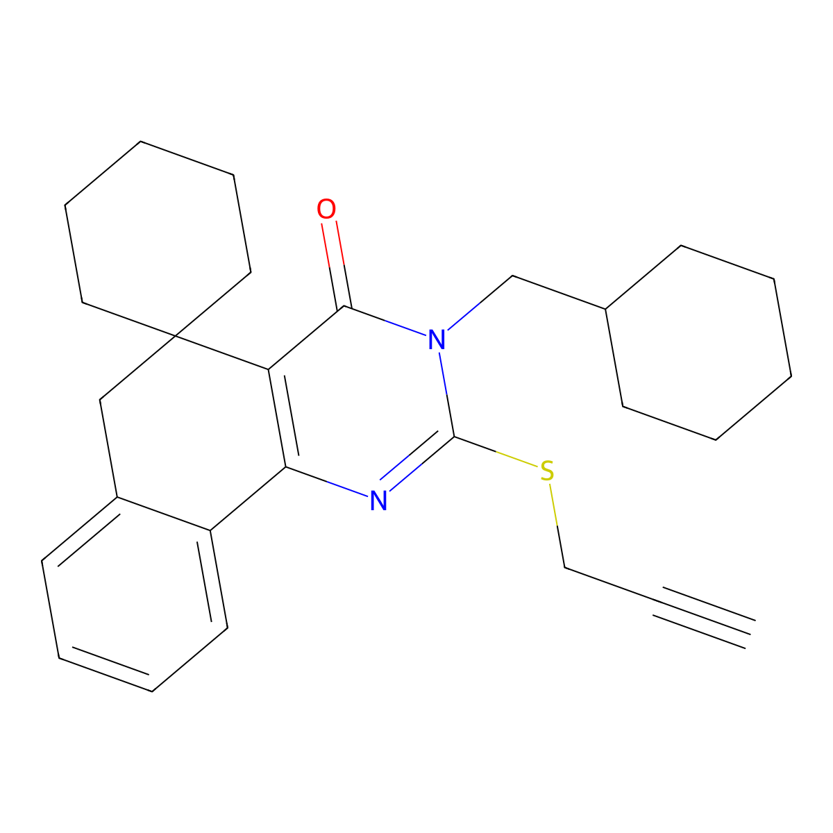 3-(cyclohexylmethyl)-2-prop-2-ynylsulfanylspiro[6H-benzo[h]quinazoline-5,1'-cyclohexane]-4-one molecular structure, CAS 370076-08-7