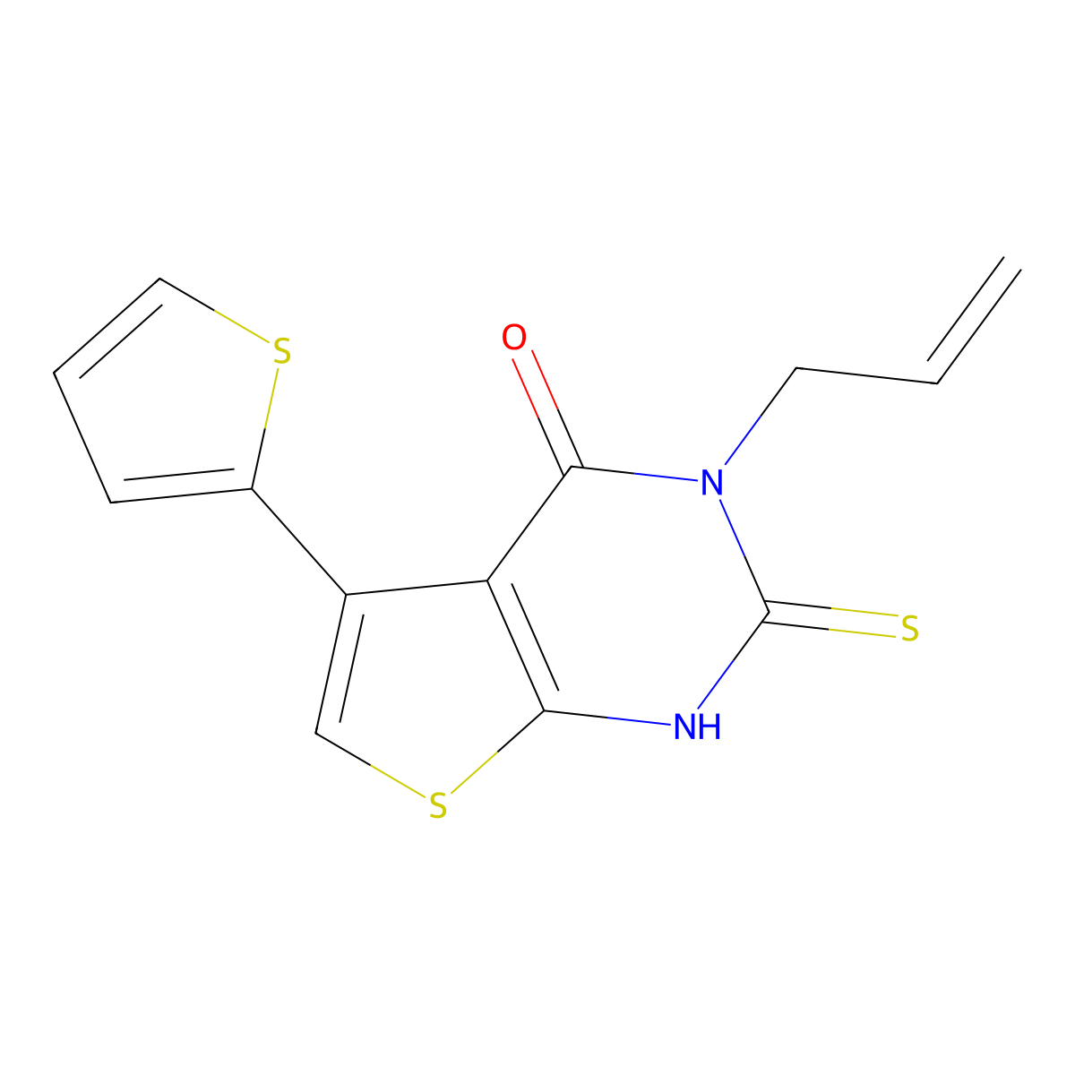 3-(prop-2-en-1-yl)-2-sulfanyl-5-(thiophen-2-yl)-3H,4H-thieno[2,3-d]pyrimidin-4-one molecular structure, CAS 370077-58-0