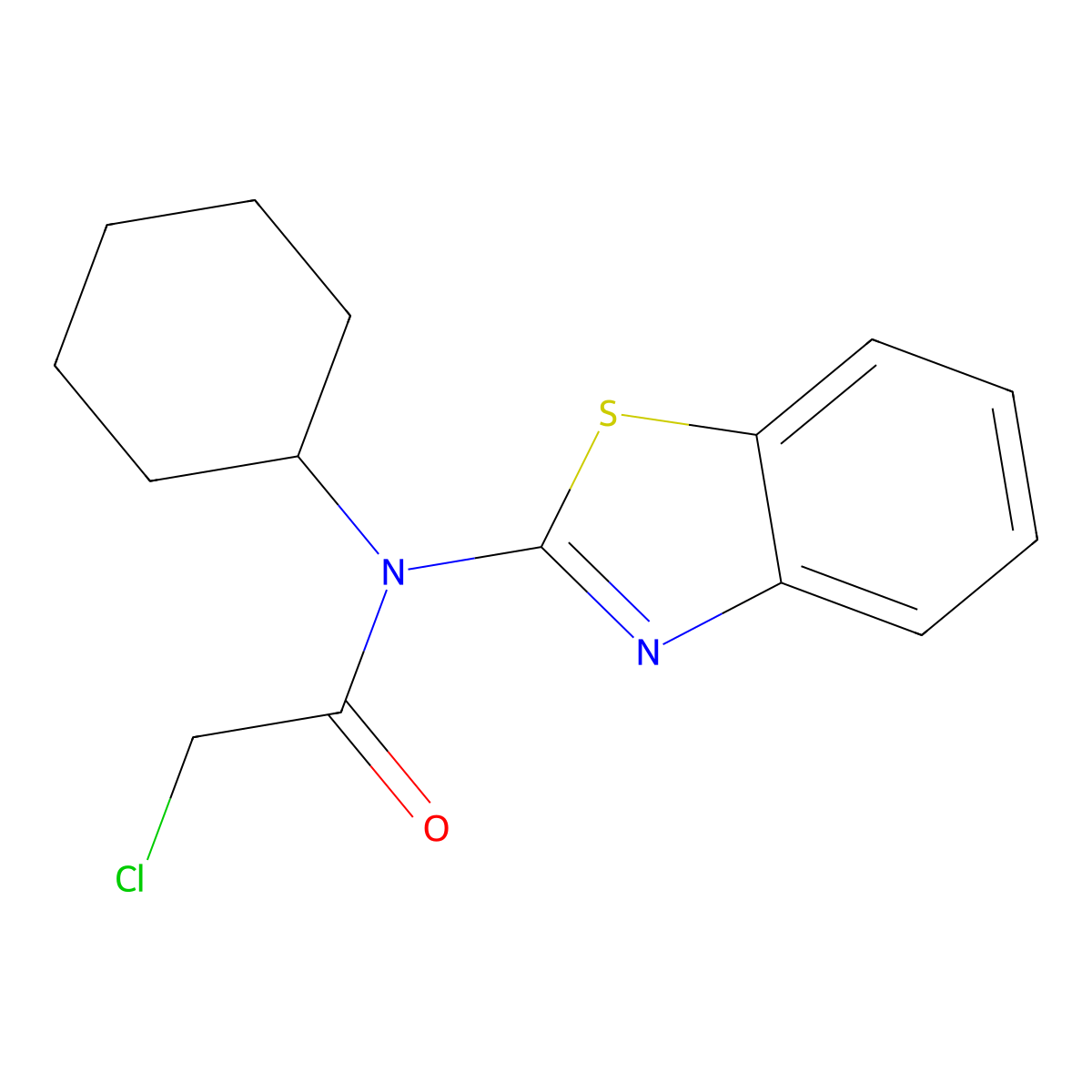 N-(1,3-benzothiazol-2-yl)-2-chloro-N-cyclohexylacetamide molecular structure, CAS 370077-60-4