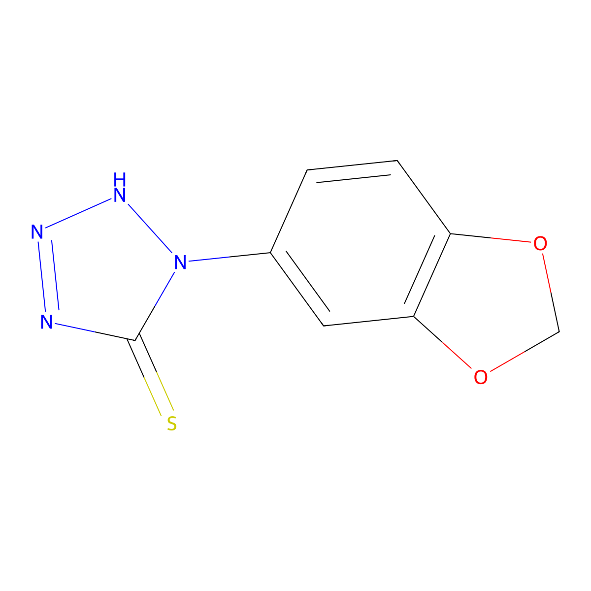 1-(1,3-benzodioxol-5-yl)-1H-tetrazole-5-thiol molecular structure, CAS 370079-10-0