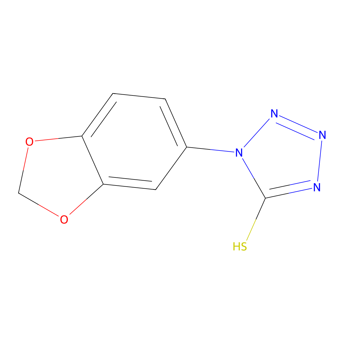 1-(1,3-benzodioxol-5-yl)-1H-tetrazole-5-thiol molecular structure, CAS 370079-10-0