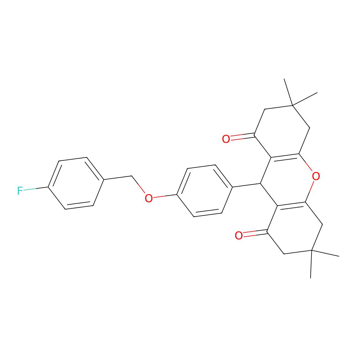 9-[4-[(4-fluorophenyl)methoxy]phenyl]-3,3,6,6-tetramethyl-4,5,7,9-tetrahydro-2H-xanthene-1,8-dione molecular structure, CAS 370079-50-8