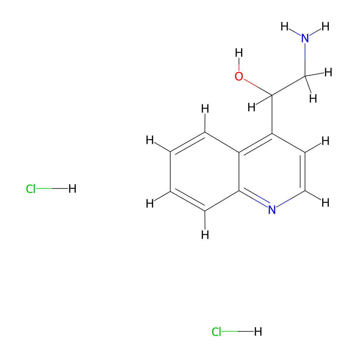 2-amino-1-quinolin-4-yl-ethanol Dihydrochloride molecular structure, CAS 37008-96-1