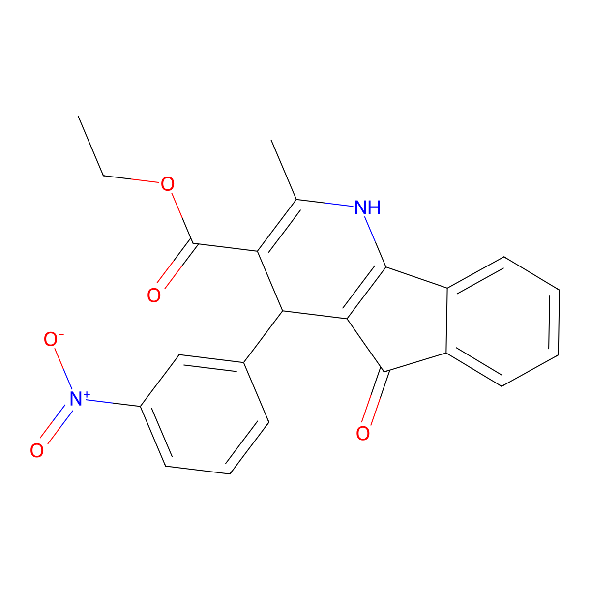 ethyl 2-methyl-4-(3-nitrophenyl)-5-oxo-1H,4H,5H-indeno[1,2-b]pyridine-3-carboxylate molecular structure, CAS 370082-84-1