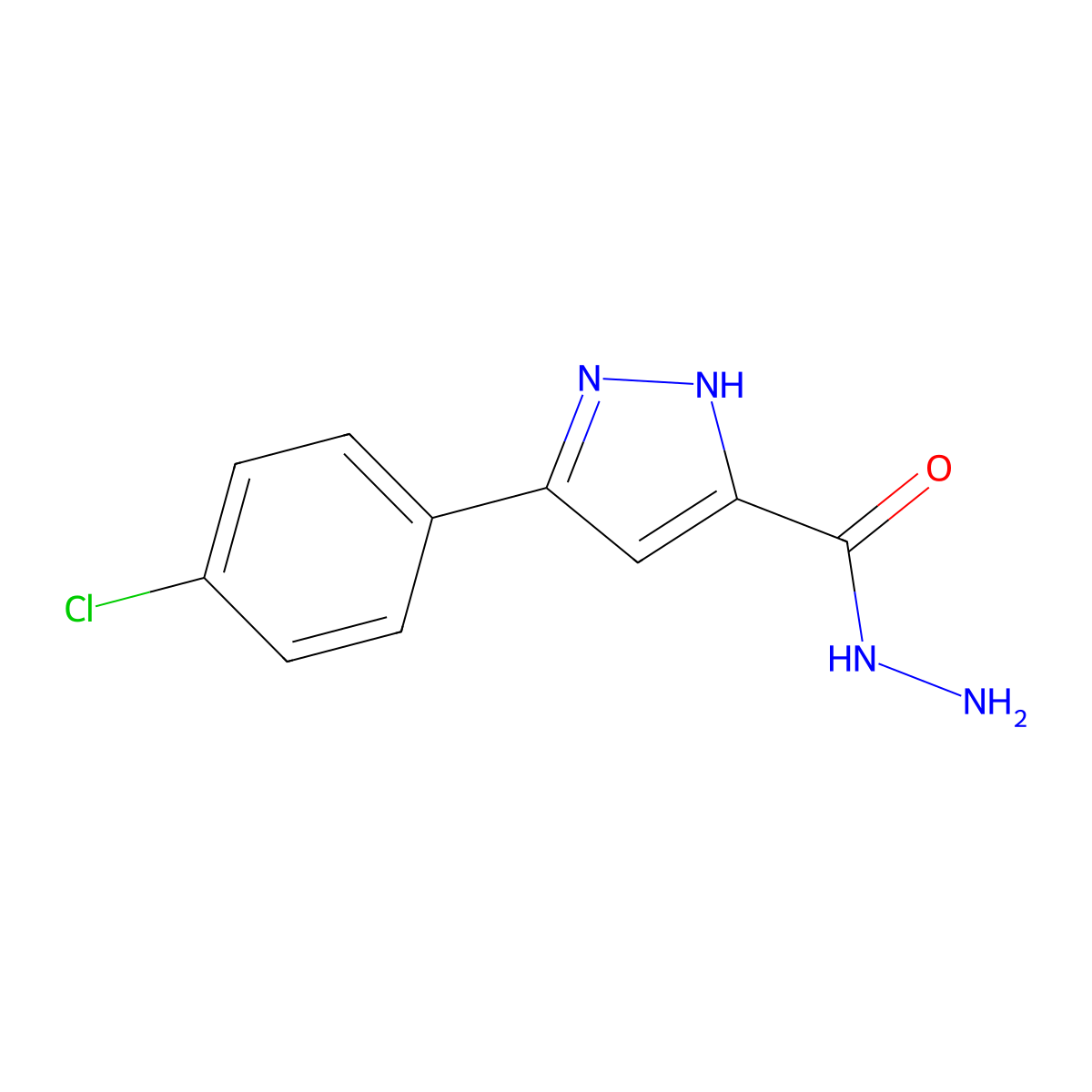 3-(4-chlorophenyl)-1H-pyrazole-5-carbohydrazide molecular structure, CAS 370096-67-6