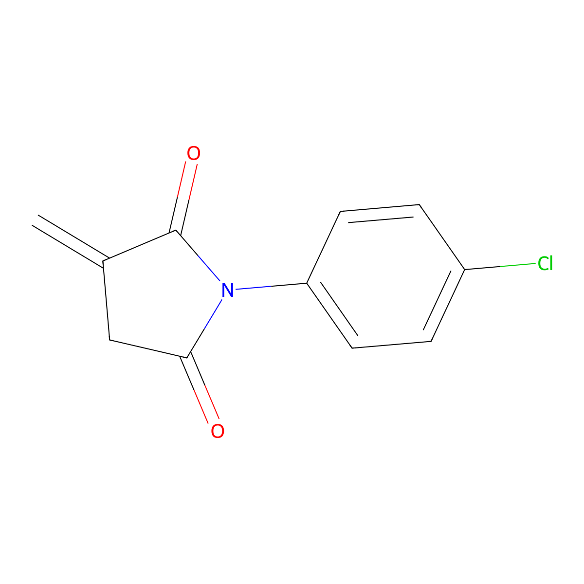 2,5-Pyrrolidinedione, 1-(4-chlorophenyl)-3-methylene- molecular structure, CAS 37010-62-1