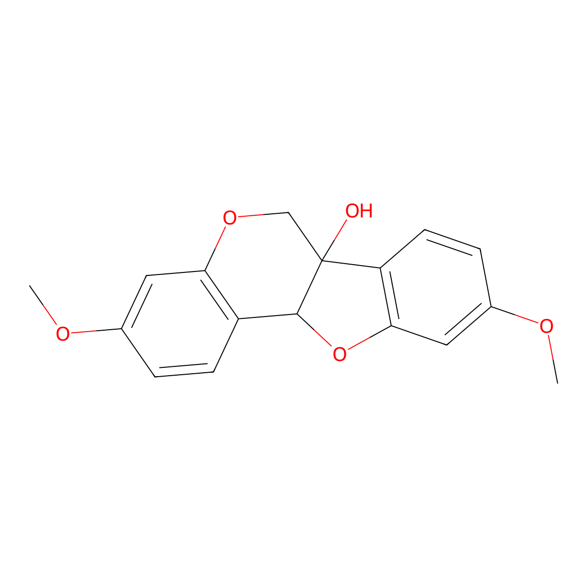 (6aR,11aR)-3,9-Dimethoxy-6H-benzofuro(3,2-c)(1)benzopyran-6a(11aH)-ol molecular structure, CAS 370102-93-5