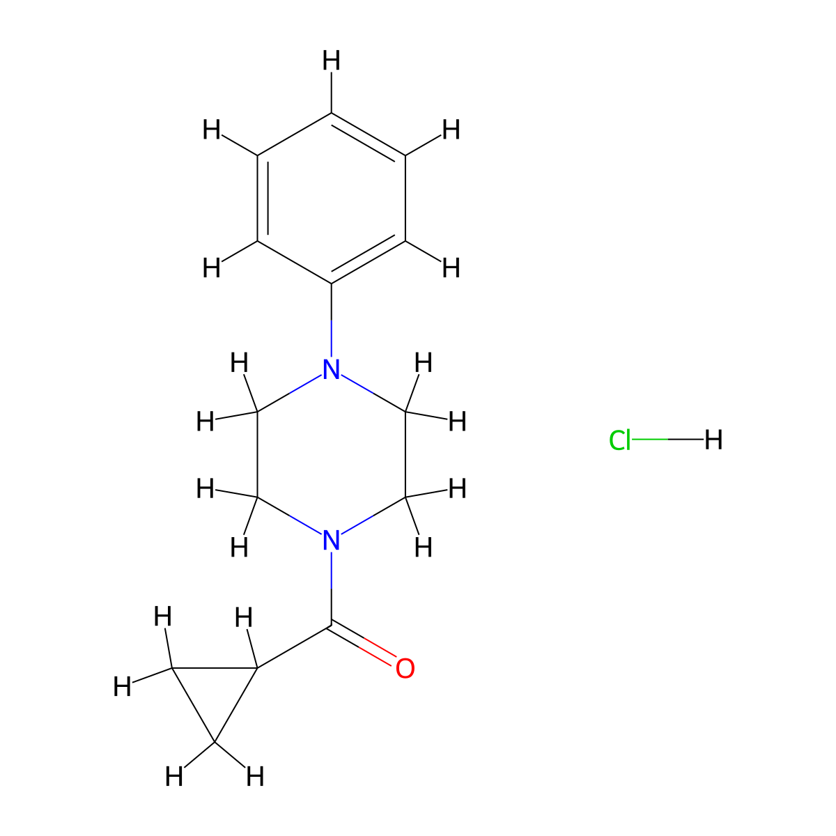 Cyclopropyl(4-phenylpiperazin-1-yl)methanone--hydrogen chloride (1/1) molecular structure, CAS 37012-00-3