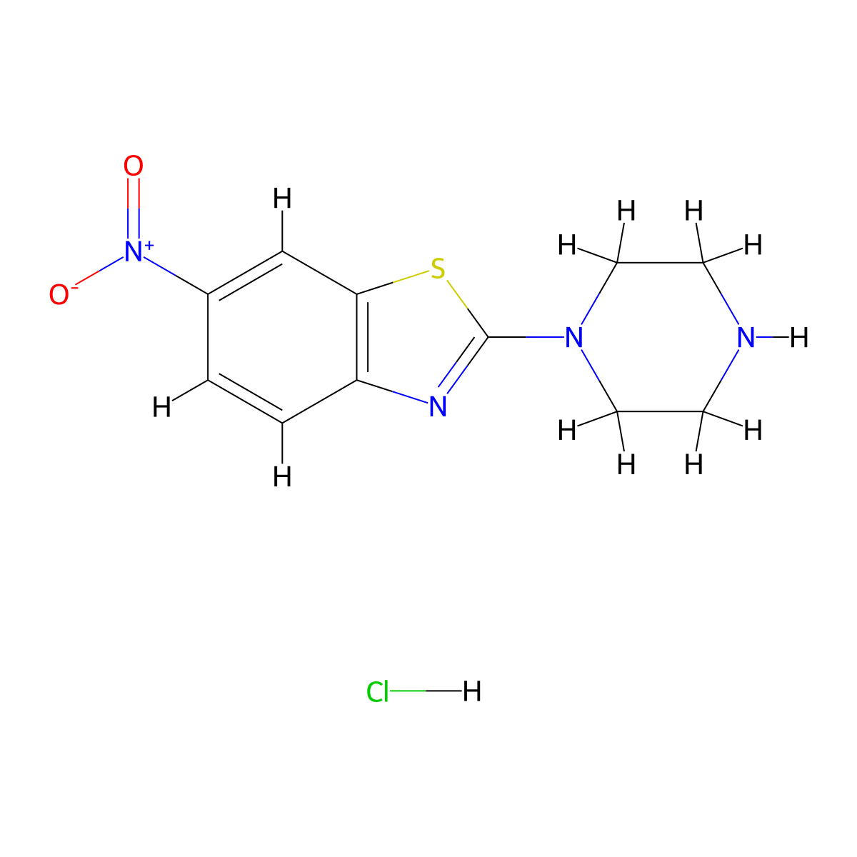 6-Nitro-2-piperazin-1-YL-1,3-benzothiazole hydrochloride molecular structure, CAS 37015-99-9