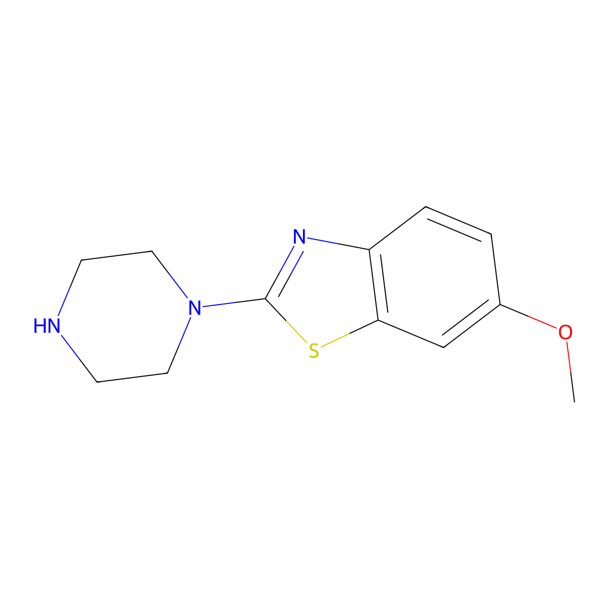 6-Methoxy-2-(piperazin-1-yl)benzo[d]thiazole molecular structure, CAS 37016-01-6