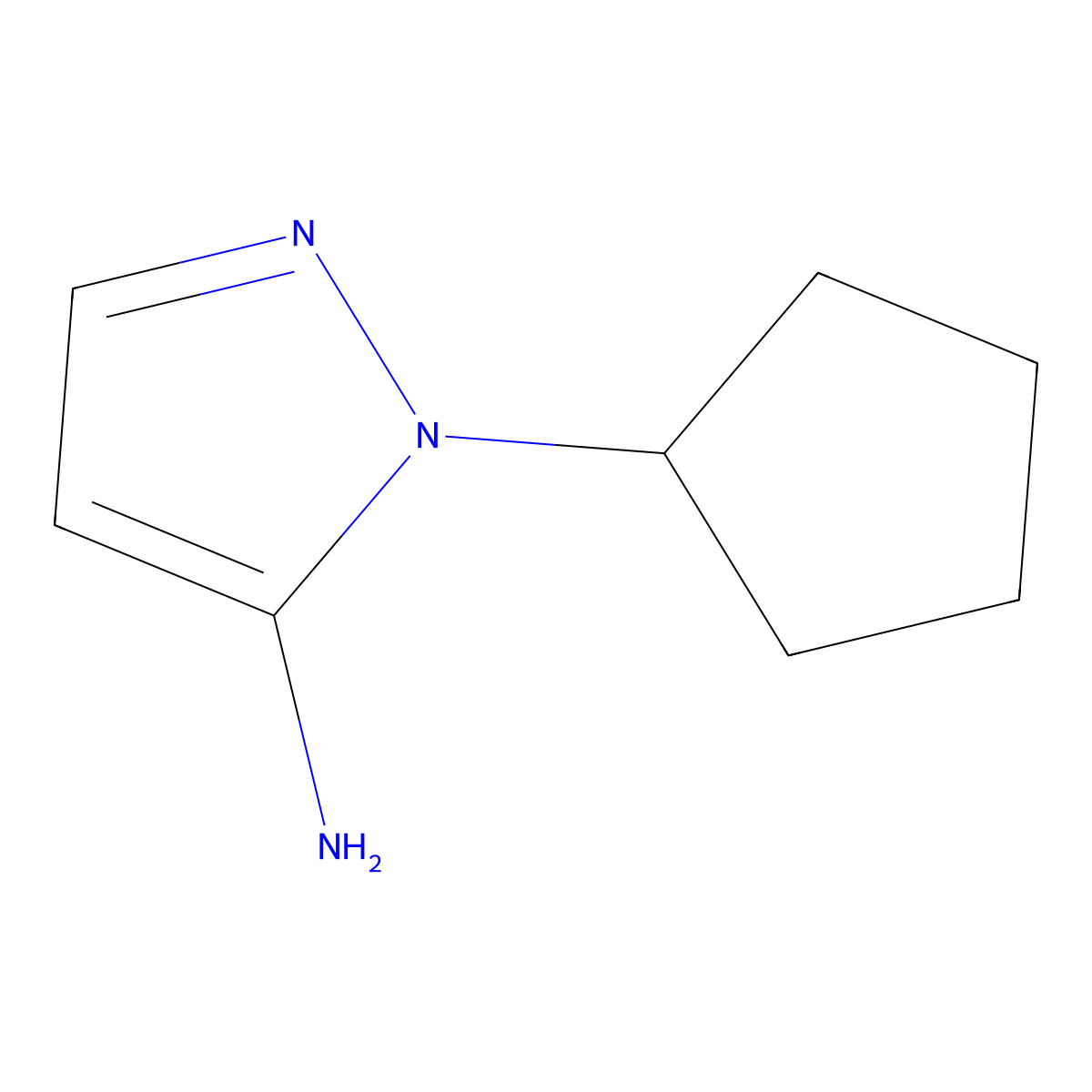 1-cyclopentyl-1H-pyrazol-5-amine molecular structure, CAS 3702-09-8