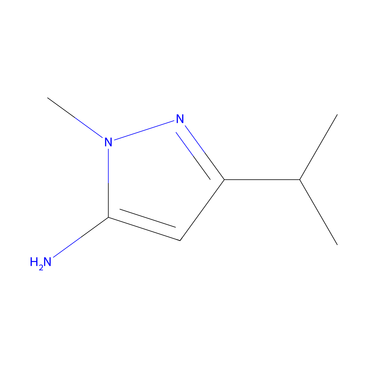 3-Isopropyl-1-methyl-1H-pyrazol-5-amine molecular structure, CAS 3702-12-3