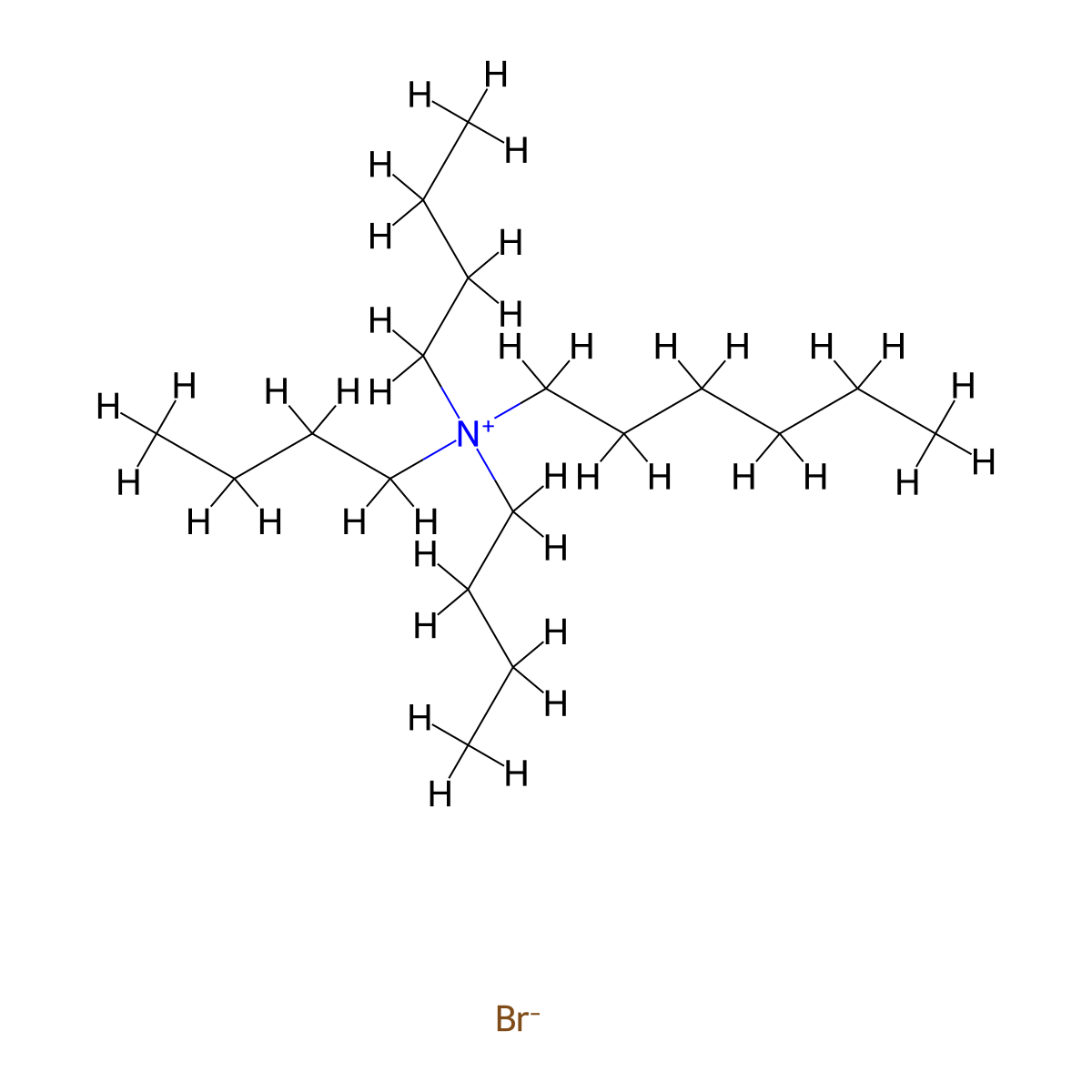Tributylhexylaminium bromide molecular structure, CAS 37026-90-7