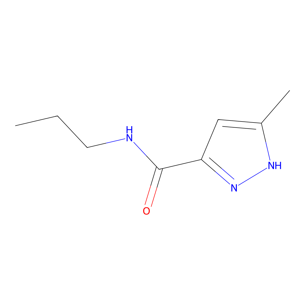 5-Methyl-N-propyl-1H-pyrazole-3-carboxamide molecular structure, CAS 37027-01-3