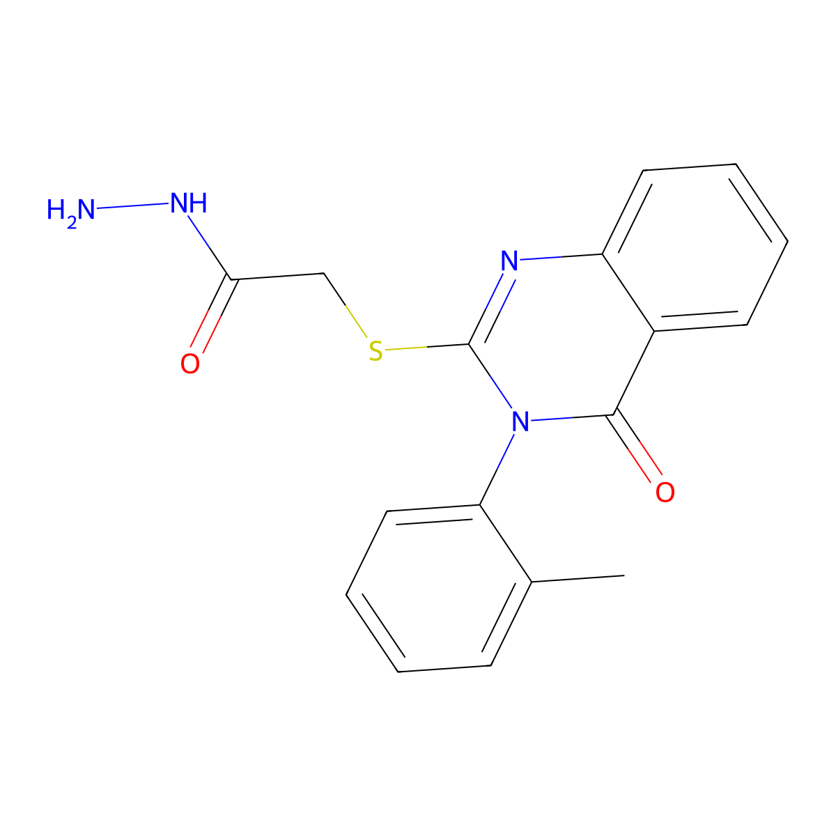2-{[3-(2-Methylphenyl)-4-oxo-3,4-dihydroquinazolin-2-yl]sulfanyl}acetohydrazide molecular structure, CAS 37029-32-6