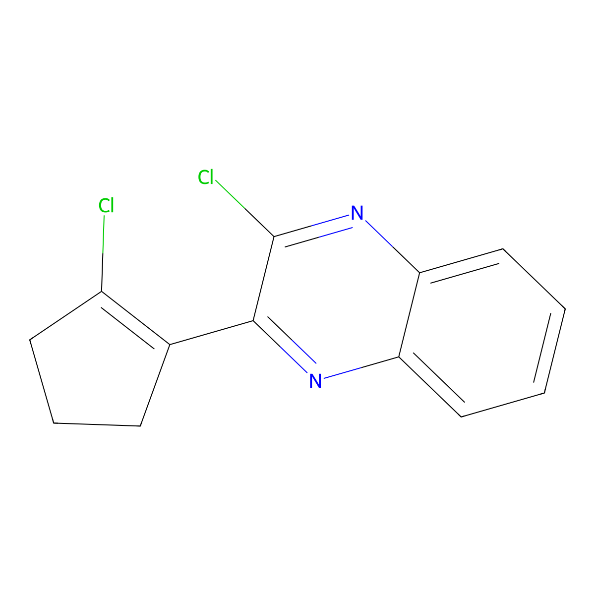 2-Chloro-3-(2-chlorocyclopent-1-en-1-yl)quinoxaline molecular structure, CAS 37030-68-5