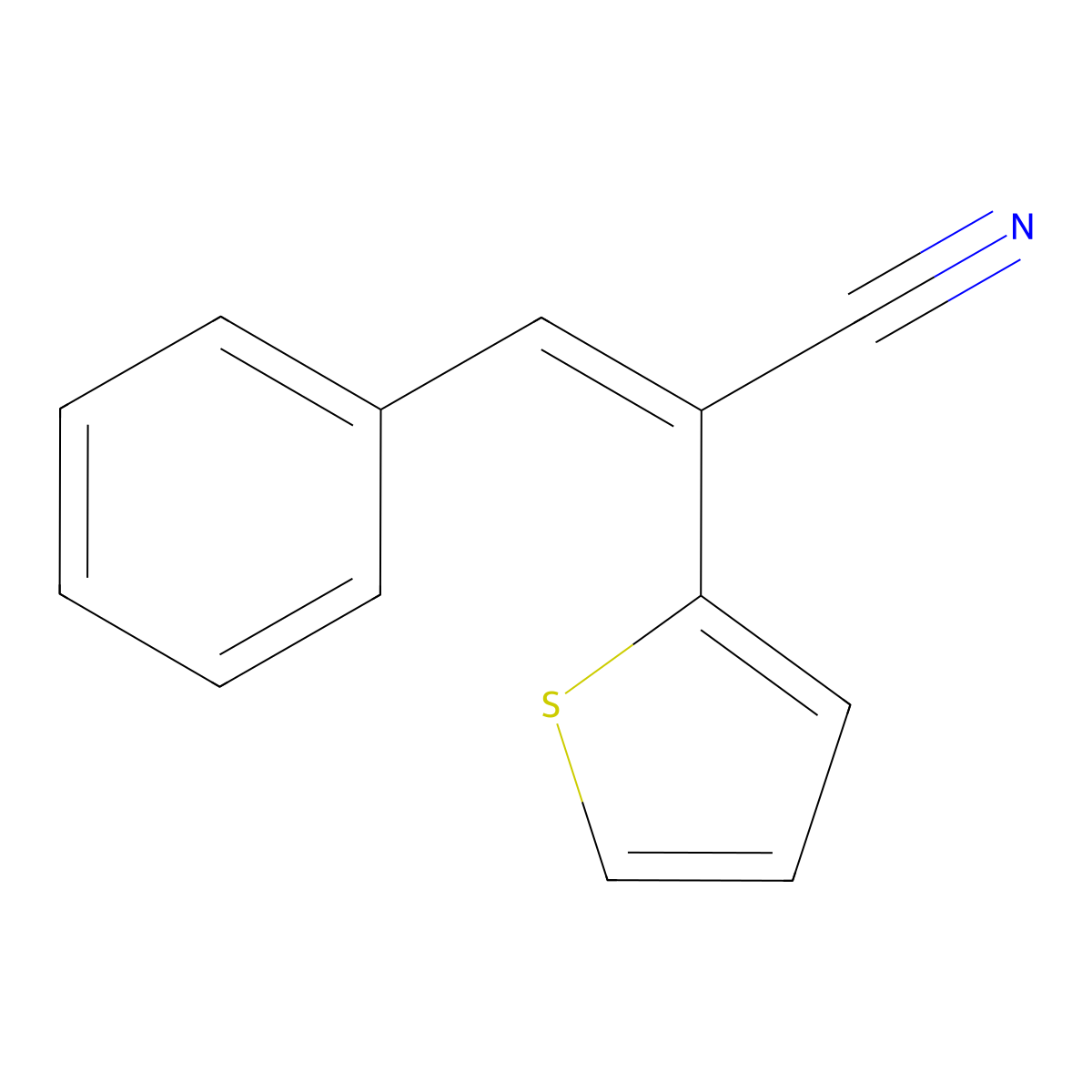 (E)-3-phenyl-2-thiophen-2-ylprop-2-enenitrile molecular structure, CAS 37033-97-9