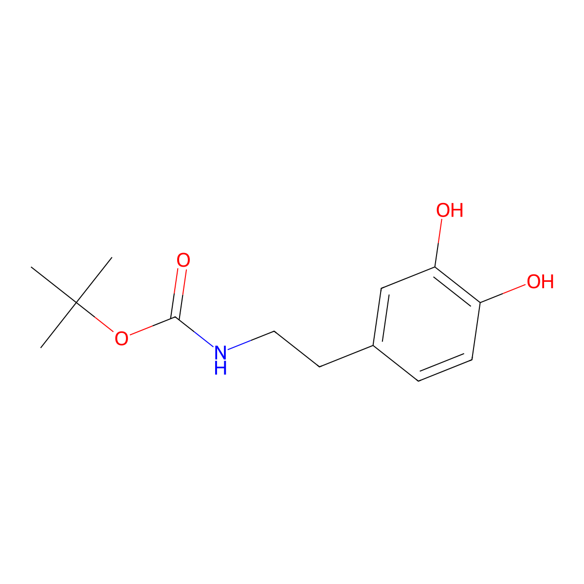 tert-Butyl [2-(3,4-dihydroxyphenyl)ethyl]carbamate molecular structure, CAS 37034-31-4