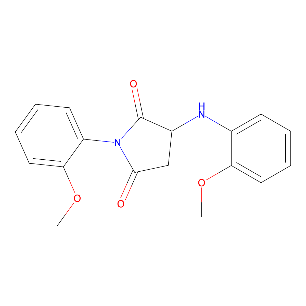 1-(2-Methoxyphenyl)-3-[(2-methoxyphenyl)amino]pyrrolidine-2,5-dione molecular structure, CAS 37034-96-1