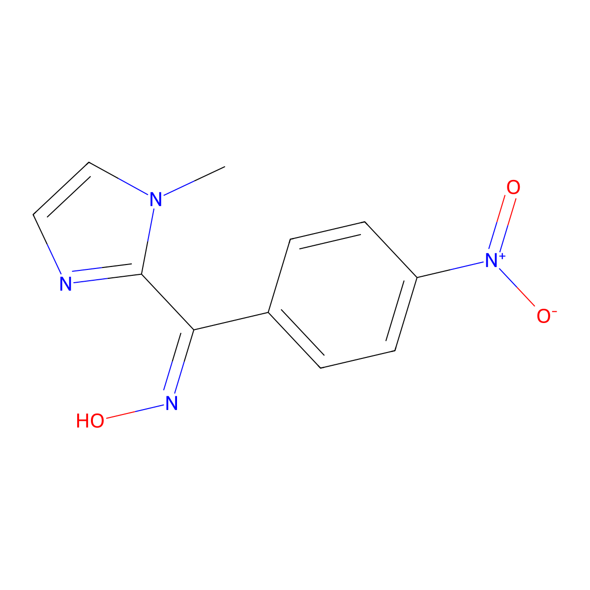 (Z)-(1-methyl-1H-imidazol-2-yl)(4-nitrophenyl)methanone oxime molecular structure, CAS 37040-51-0