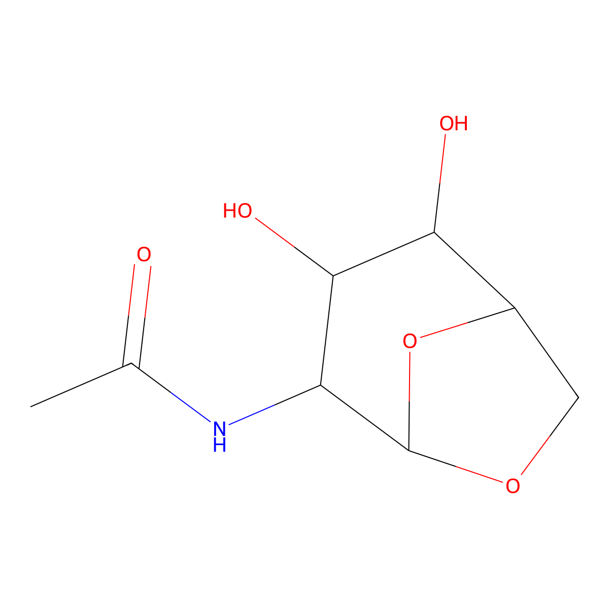 N-[(1R,2S,3R,4R,5R)-2,3-dihydroxy-6,8-dioxabicyclo[3.2.1]octan-4-yl]acetamide molecular structure, CAS 37042-52-7