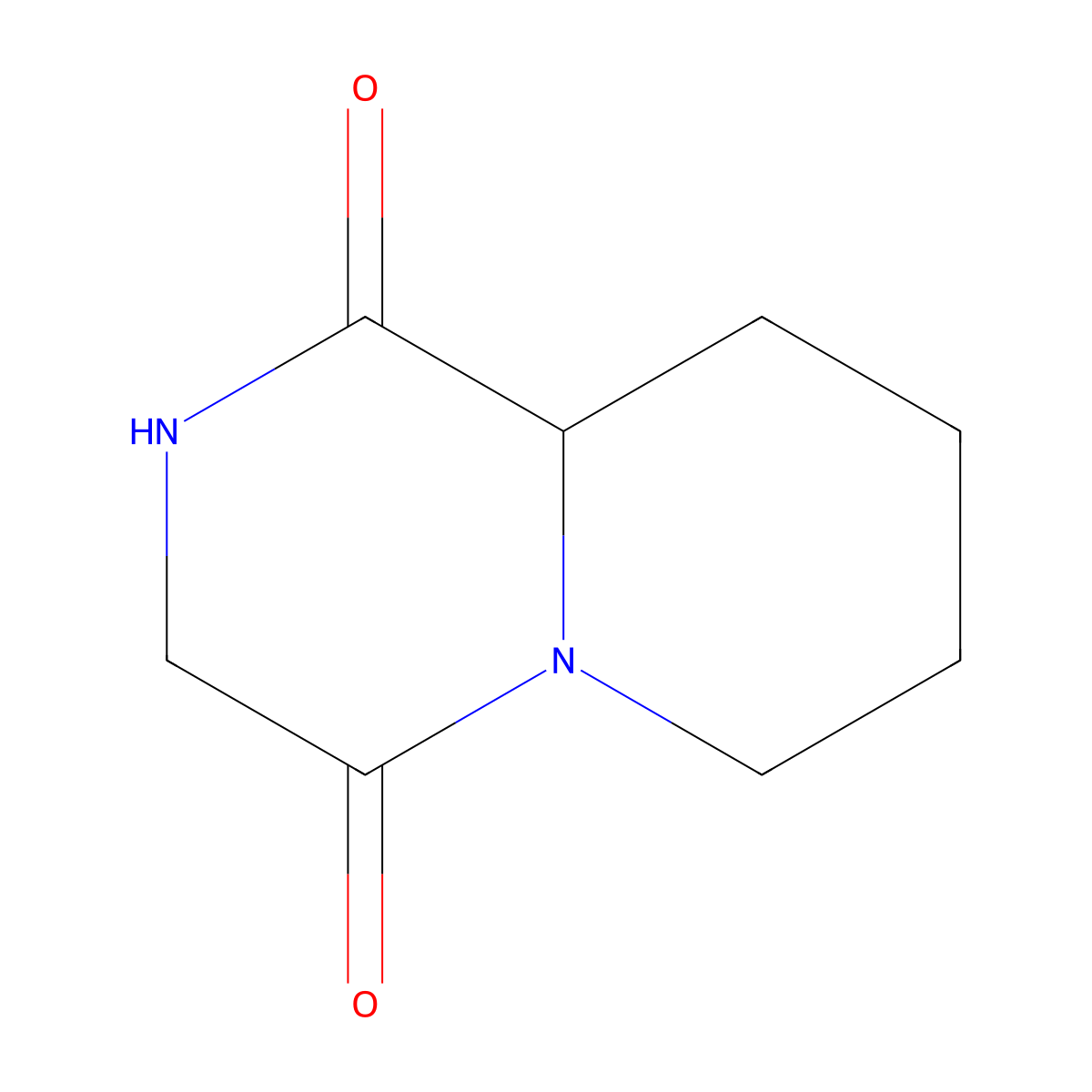 octahydro-1H-pyrido(1,2-a)piperazine-1,4-dione molecular structure, CAS 37043-04-2