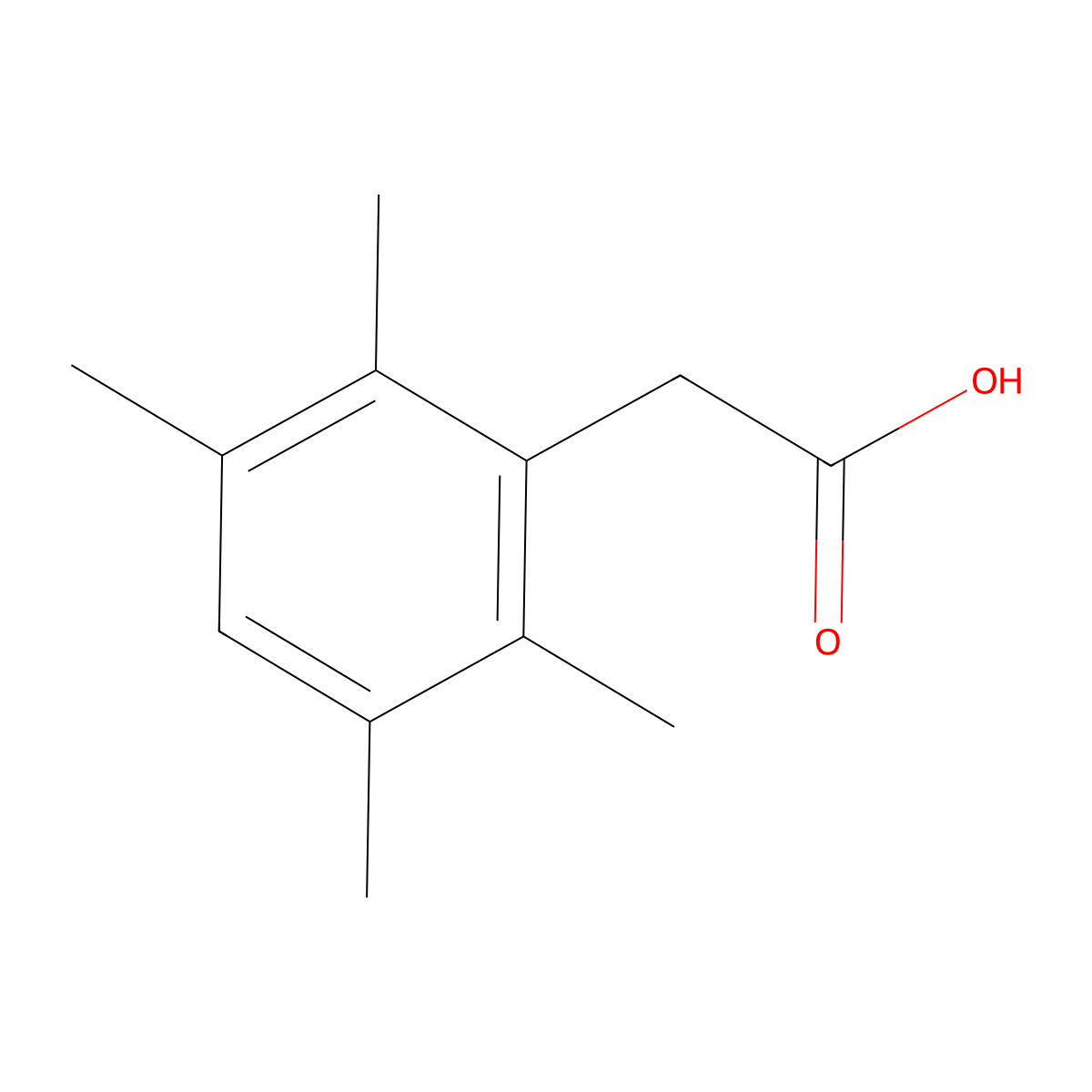 2-(2,3,5,6-Tetramethylphenyl)acetic acid molecular structure, CAS 37051-68-6
