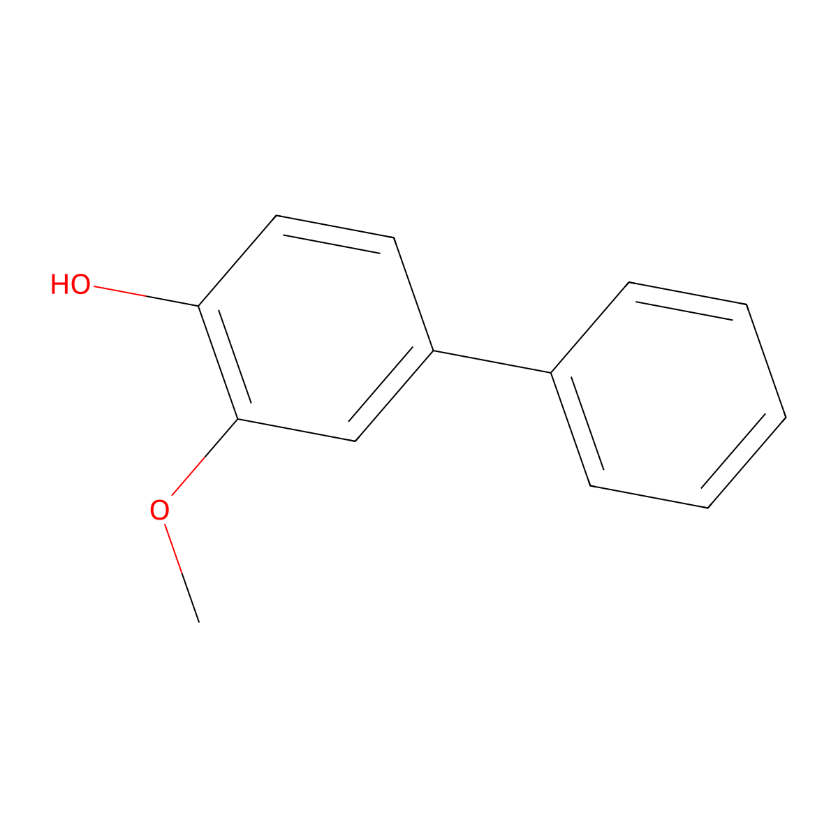 4-Hydroxy-3-methoxybiphenyl molecular structure, CAS 37055-79-1