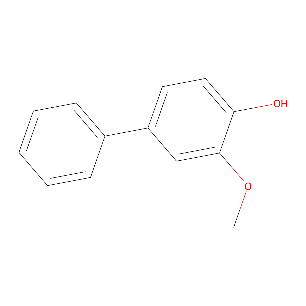 4-Hydroxy-3-methoxybiphenyl molecular structure, CAS 37055-79-1
