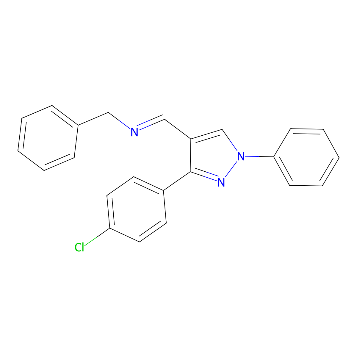 benzyl({[3-(4-chlorophenyl)-1-phenyl-1H-pyrazol-4-yl]methylidene})amine molecular structure, CAS 370561-58-3