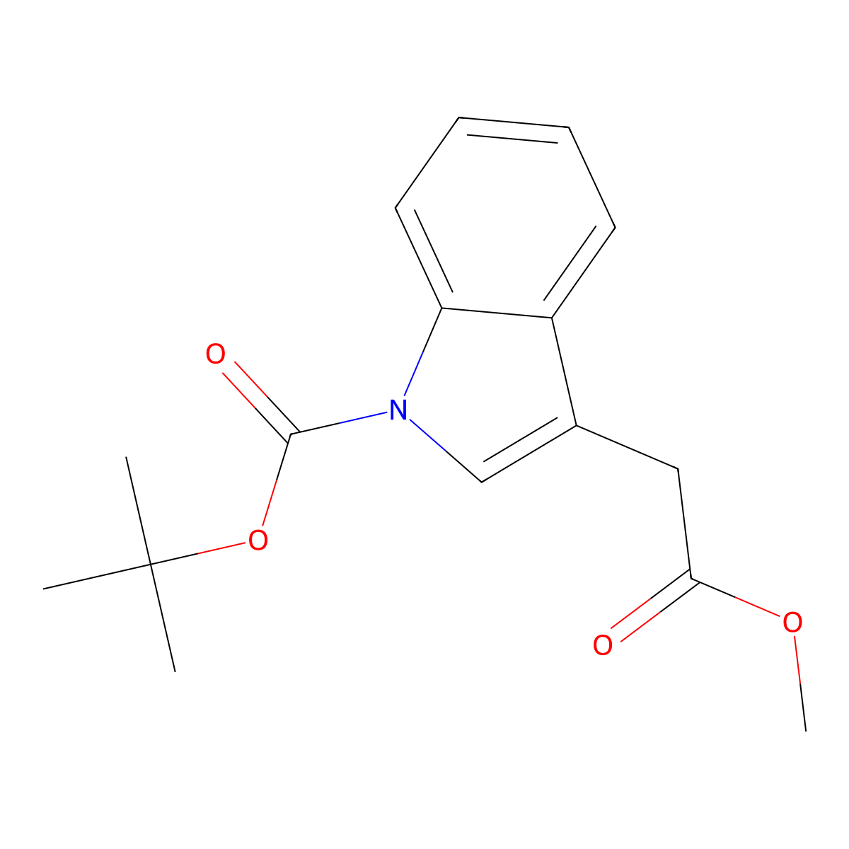 tert-butyl 3-(2-methoxy-2-oxoethyl)-1H-indole-1-carboxylate molecular structure, CAS 370562-34-8