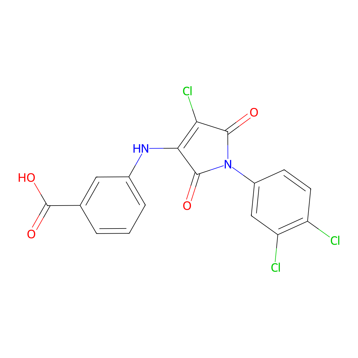 3-{[4-chloro-1-(3,4-dichlorophenyl)-2,5-dioxo-2,5-dihydro-1H-pyrrol-3-yl]amino}benzoic acid molecular structure, CAS 370572-21-7