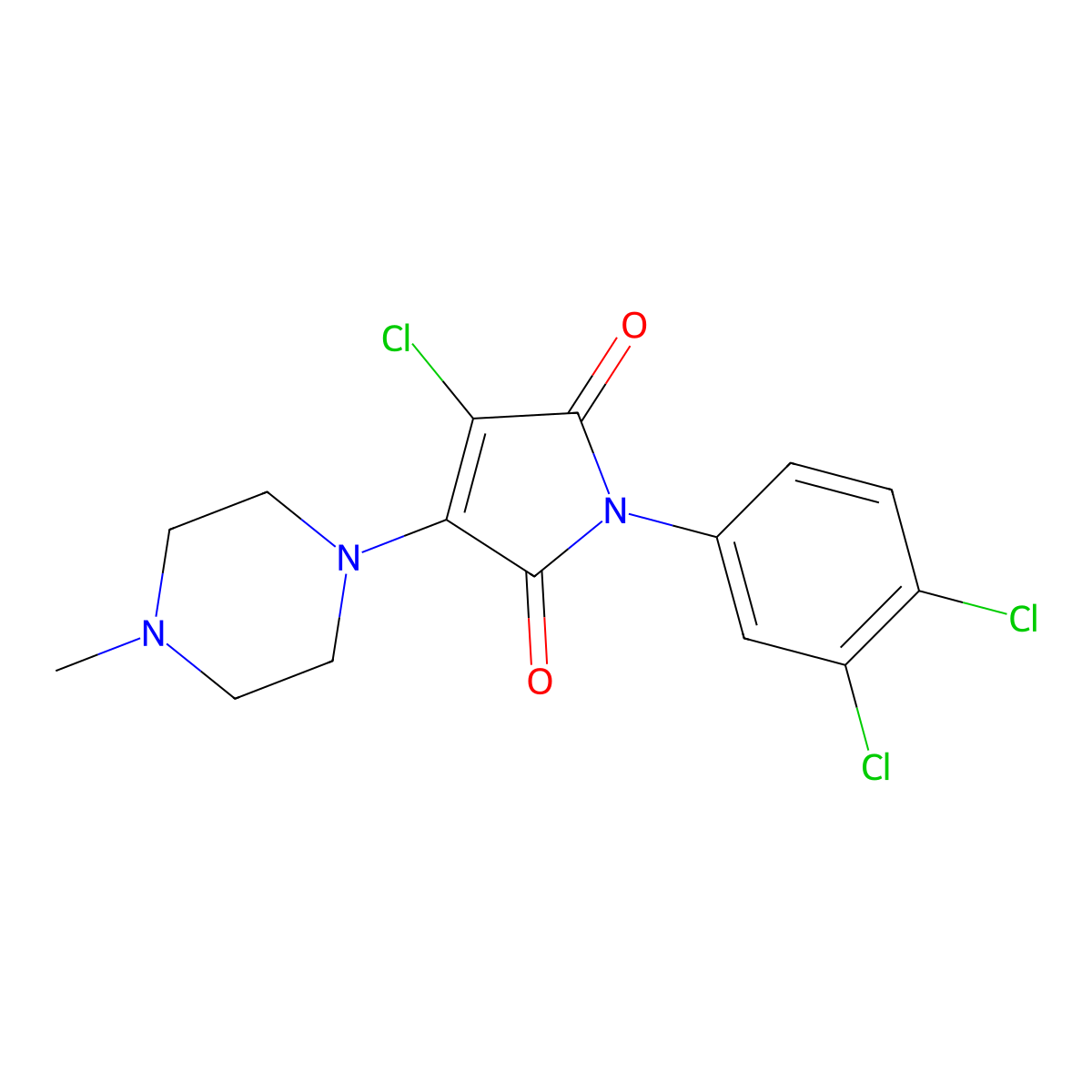 3-Chloro-1-(3,4-dichlorophenyl)-4-(4-methylpiperazin-1-yl)pyrrole-2,5-dione molecular structure, CAS 370572-36-4