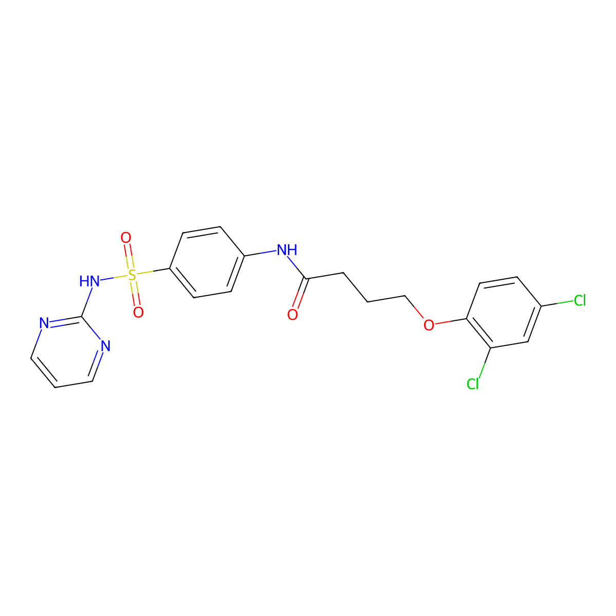 4-(2,4-dichlorophenoxy)-N-[4-(pyrimidin-2-ylsulfamoyl)phenyl]butanamide molecular structure, CAS 370572-47-7