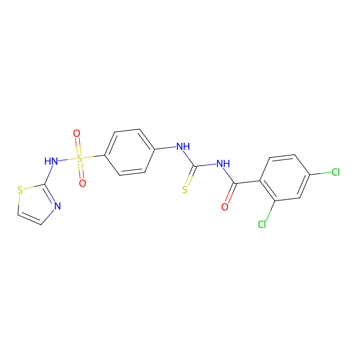 2,4-dichloro-N-[[4-(1,3-thiazol-2-ylsulfamoyl)phenyl]carbamothioyl]benzamide molecular structure, CAS 370572-74-0