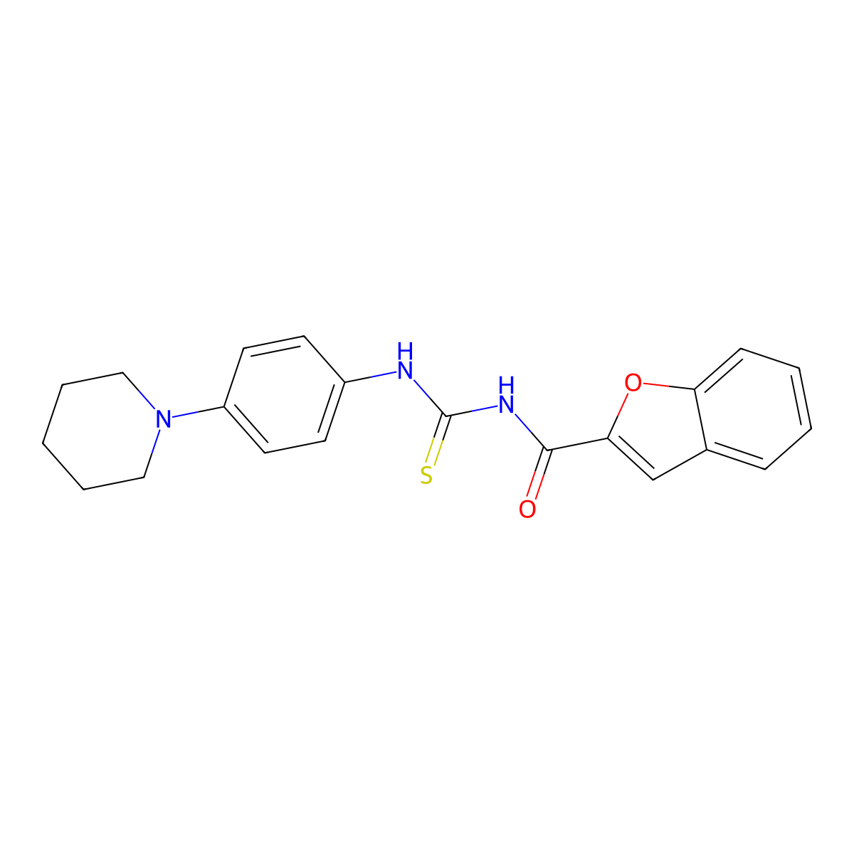 N-[(4-piperidin-1-ylphenyl)carbamothioyl]-1-benzofuran-2-carboxamide molecular structure, CAS 370572-75-1