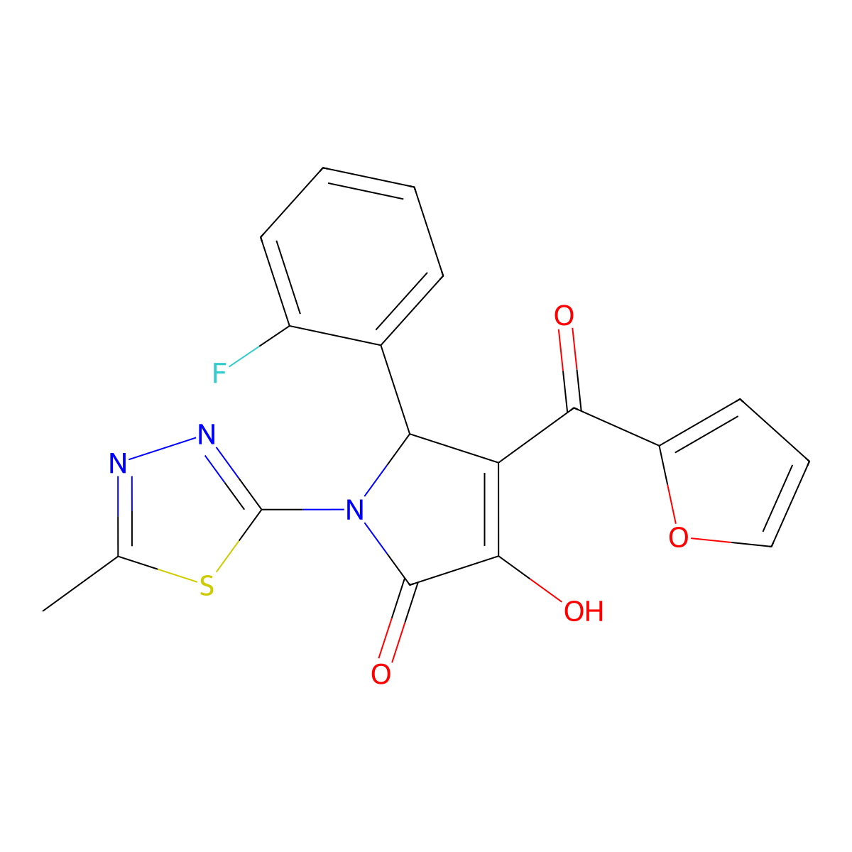 2-(2-fluorophenyl)-3-(furan-2-carbonyl)-4-hydroxy-1-(5-methyl-1,3,4-thiadiazol-2-yl)-2H-pyrrol-5-one molecular structure, CAS 370572-94-4