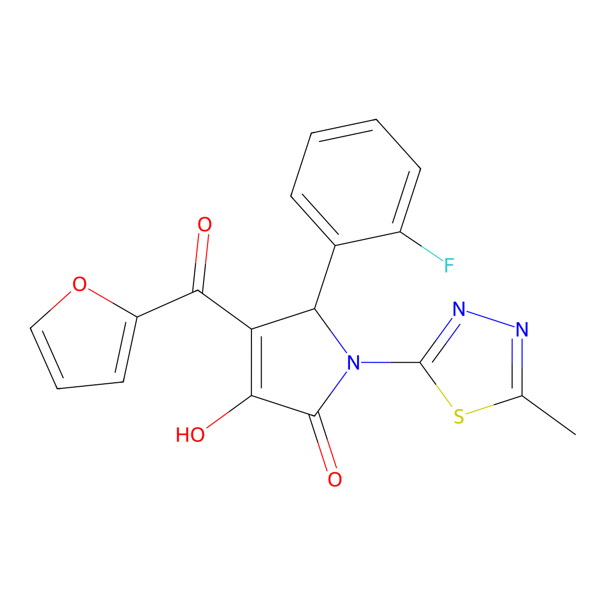 2-(2-fluorophenyl)-3-(furan-2-carbonyl)-4-hydroxy-1-(5-methyl-1,3,4-thiadiazol-2-yl)-2H-pyrrol-5-one molecular structure, CAS 370572-94-4