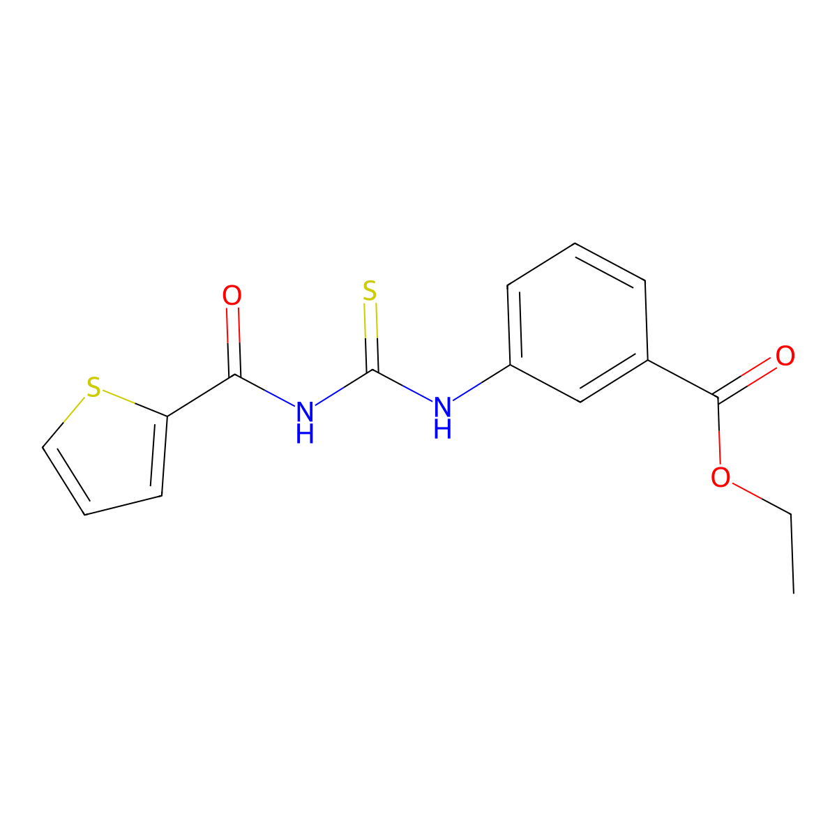 Ethyl 3-(3-(thiophene-2-carbonyl)thioureido)benzoate molecular structure, CAS 370573-25-4