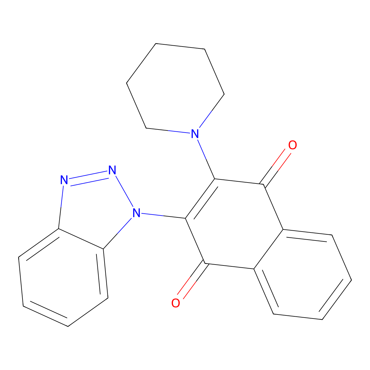 2-(1H-benzo[d][1,2,3]triazol-1-yl)-3-(piperidin-1-yl)naphthalene-1,4-dione molecular structure, CAS 370573-52-7