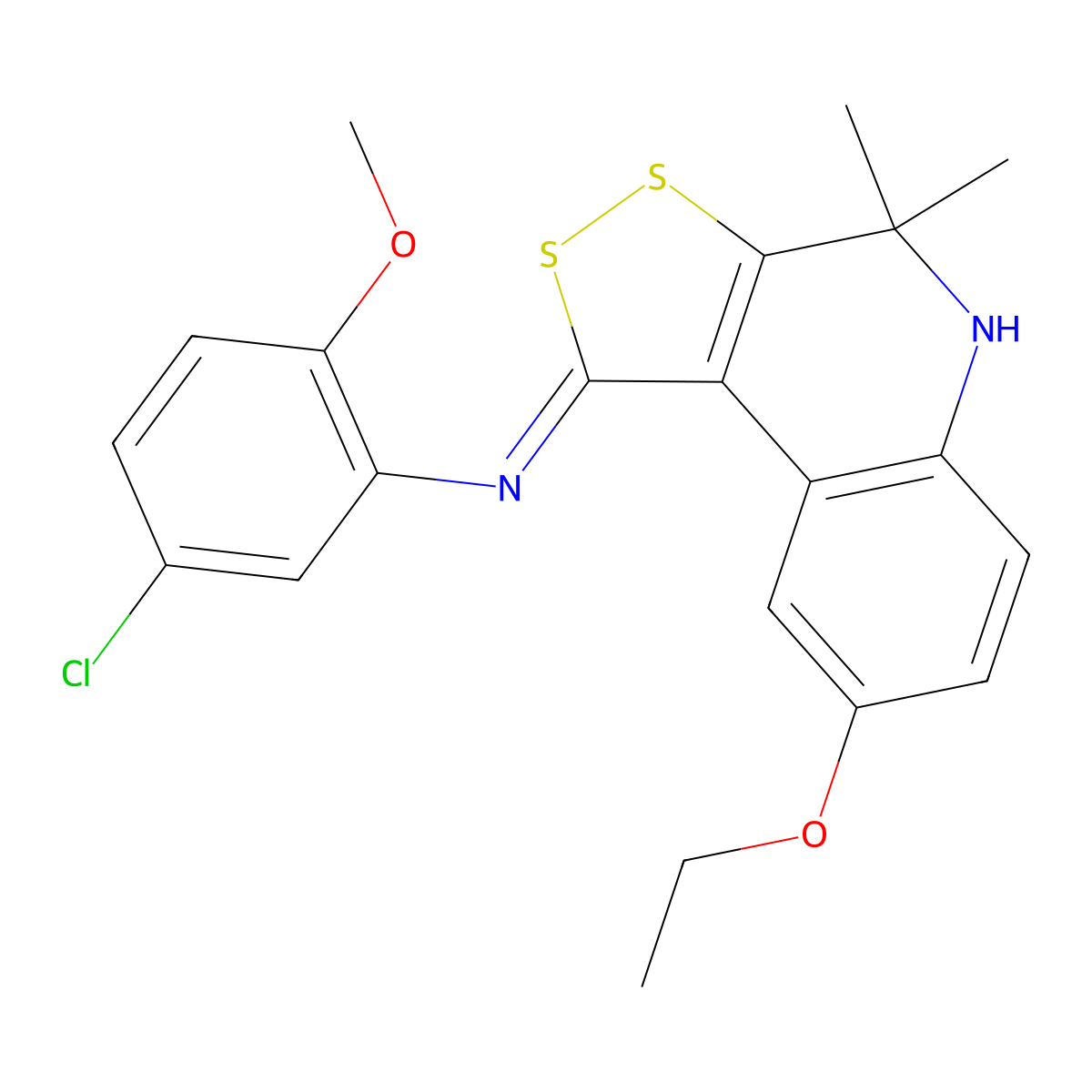 5-chloro-N-[(1Z)-8-ethoxy-4,4-dimethyl-4,5-dihydro-1H-[1,2]dithiolo[3,4-c]quinolin-1-ylidene]-2-methoxyaniline molecular structure, CAS 370573-89-0