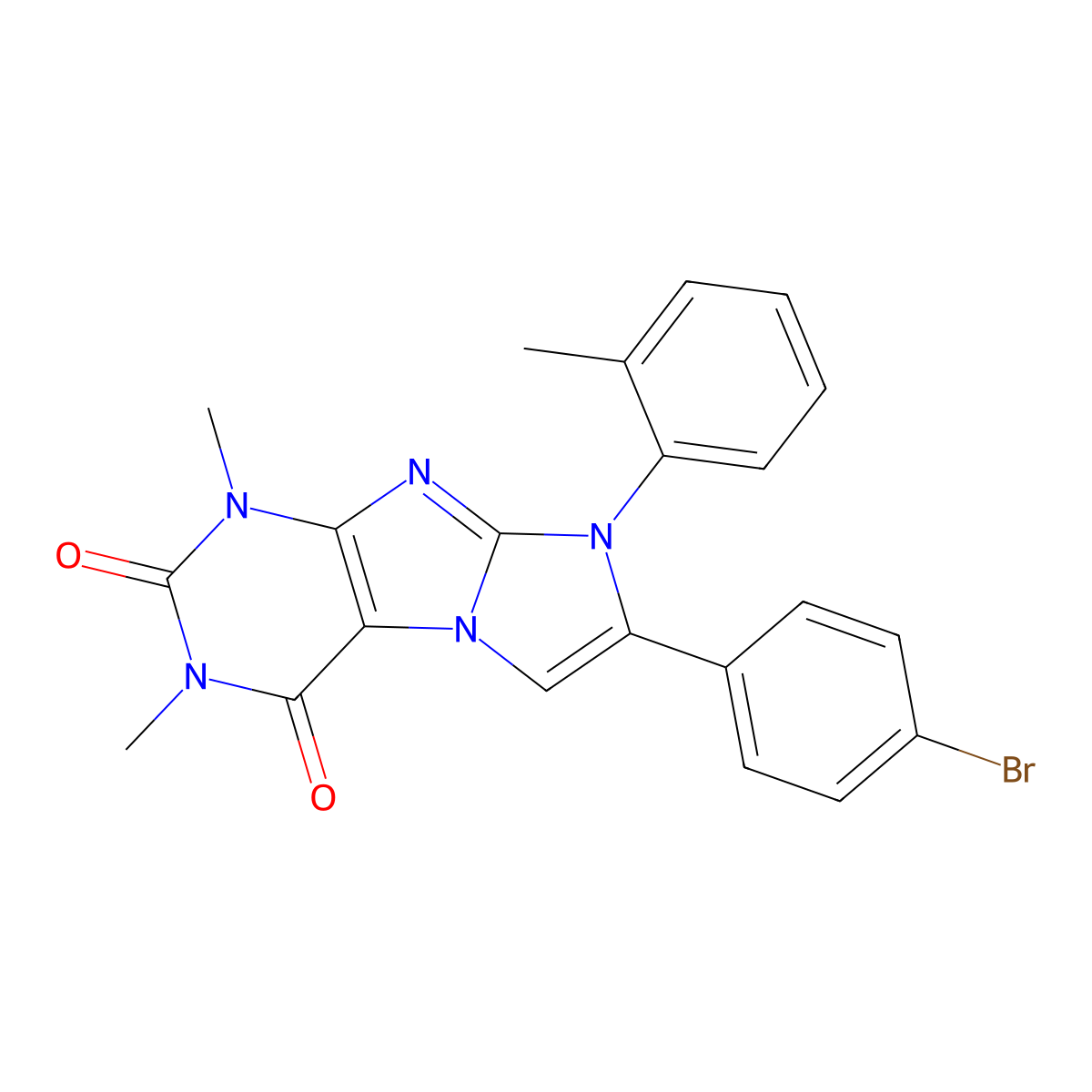 7-(4-Bromophenyl)-2,4-dimethyl-6-(2-methylphenyl)purino[7,8-a]imidazole-1,3-dione molecular structure, CAS 370574-49-5