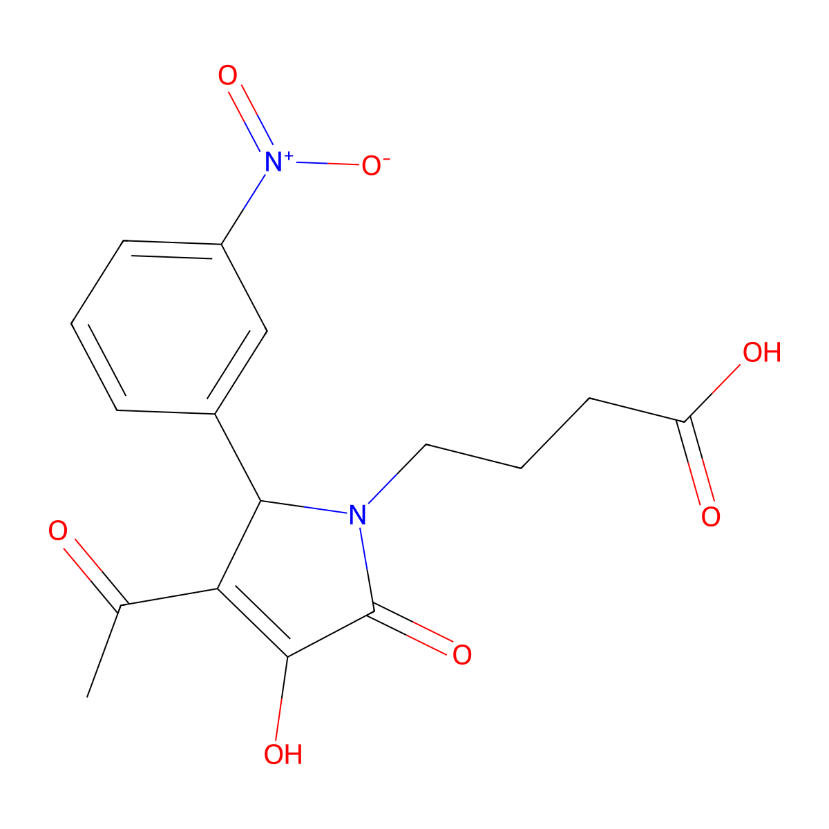 4-[3-acetyl-4-hydroxy-2-(3-nitrophenyl)-5-oxo-2H-pyrrol-1-yl]butanoic Acid molecular structure, CAS 370574-59-7