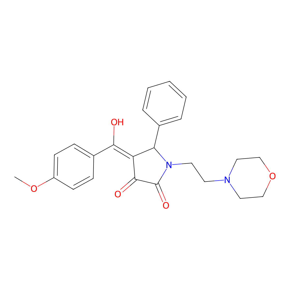 4-[Hydroxy-(4-methoxyphenyl)methylidene]-1-(2-morpholin-4-ylethyl)-5-phenylpyrrolidine-2,3-dione molecular structure, CAS 370574-67-7