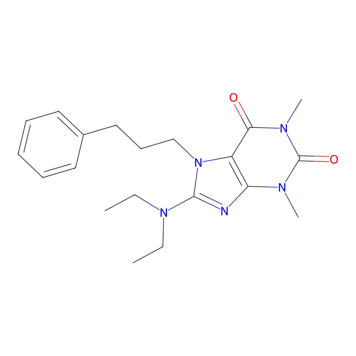 8-(Diethylamino)-1,3-dimethyl-7-(3-phenylpropyl)purine-2,6-dione molecular structure, CAS 370575-00-1
